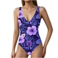 thumbnail image 4 of Lopeceal Women Ribbed One Piece Swimsuit Swim Suits V Neck Bathing Suits High Cut Adjustable Strap Monokini Swimwear, 4 of 7