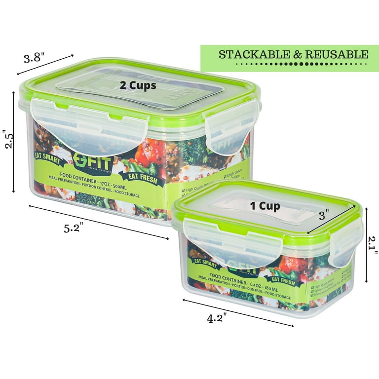 Small Stackable Snack Containers (12 Pack: 6 x 17oz + 6 x 6oz