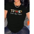 thumbnail image 1 of Camisetas de verano para mujer, manga corta, cuello redondo, casual, lindo, con gráficos, camisetas básicasChic Teacher-Inspired Abstract Print Women's T-Shirt - Casual Crew Neck, Short Sleeve, Stre, 1 of 7