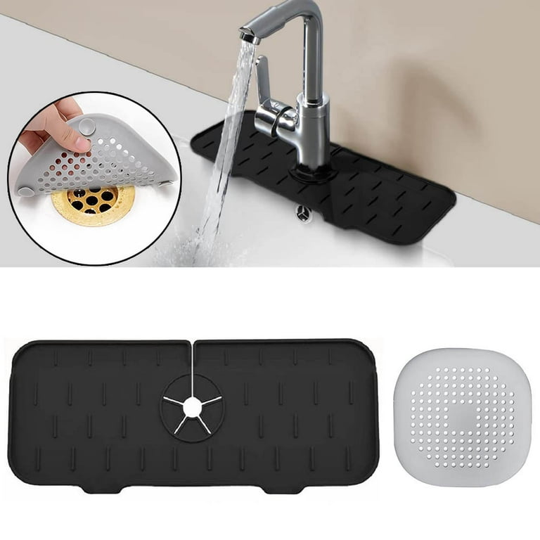 30 inch Sink Splash Guard Mat,Silicone Faucet Handle Drip Catcher Tray –  Modern Rugs and Decor