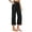 Black, variant on Women's Cotton Linen Three Quarter Pants High Waisted Solid Color Casual