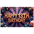 thumbnail image 2 of Glitter Design Happy 13th Birthday Party Banner Gold Letters for Teen Celebration Event Backdrop Decorations, 2 of 8