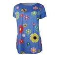 thumbnail image 3 of Babysbule Womens Summer Tops Women's Casual V-Neck Daisy Print Short Sleeve T-Shirt Top, 3 of 5