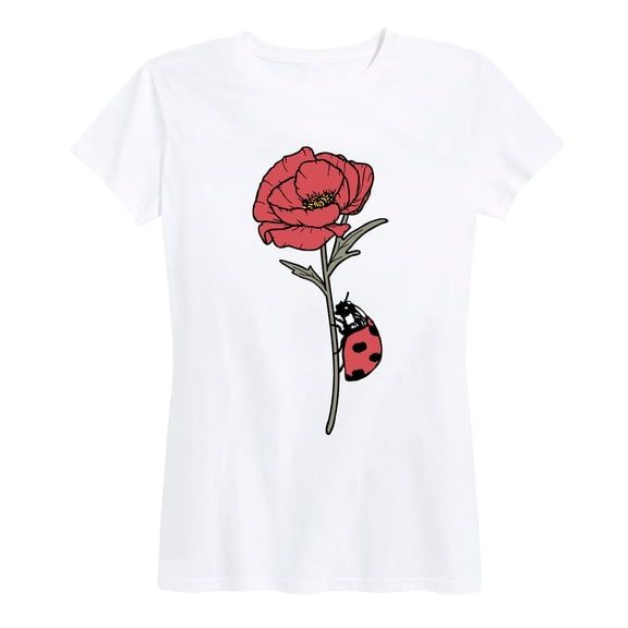 Instant Message - Ladybug on Poppy - Women's Short Sleeve Graphic T-shirt
