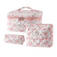 thumbnail image 1 of Bolsa de maquillaje uekeboag acolchada de algodón con estampado floral, 3 unidades, 1 of 6