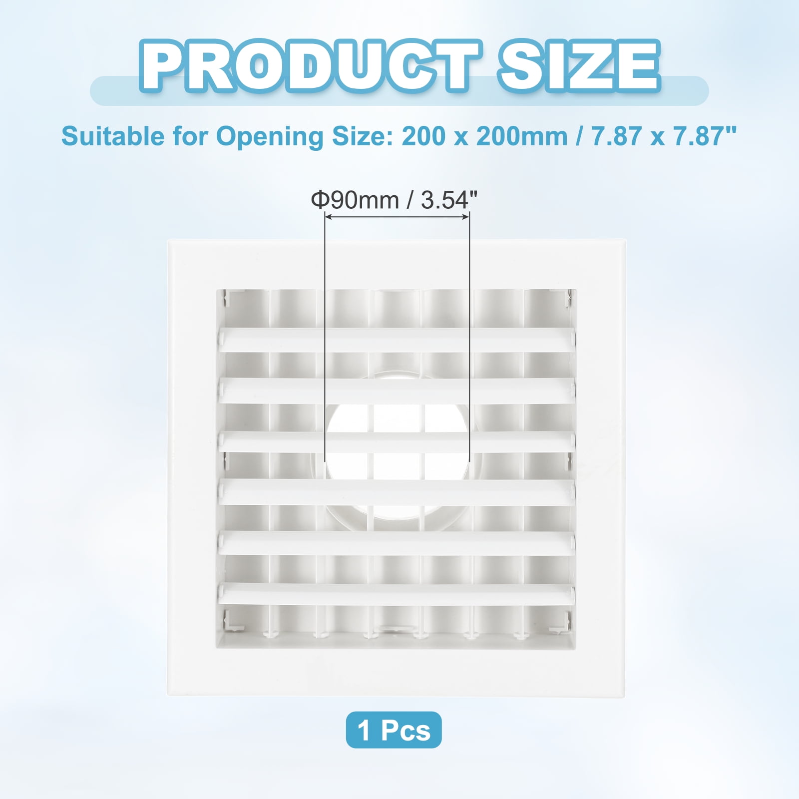 Uxcell 8 x 8 Inch Square Vent Cover, 4 Inch Dia. Adjustable Air Diffuser, White