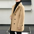 thumbnail image 4 of SuTry Boys Solid Color Long Coat Lapel Button Outerwear with Pockets Fall Winter Hoodless Vacation Casual Wear for Kids 2-15 Years(Khaki#2,11 Years), 4 of 5