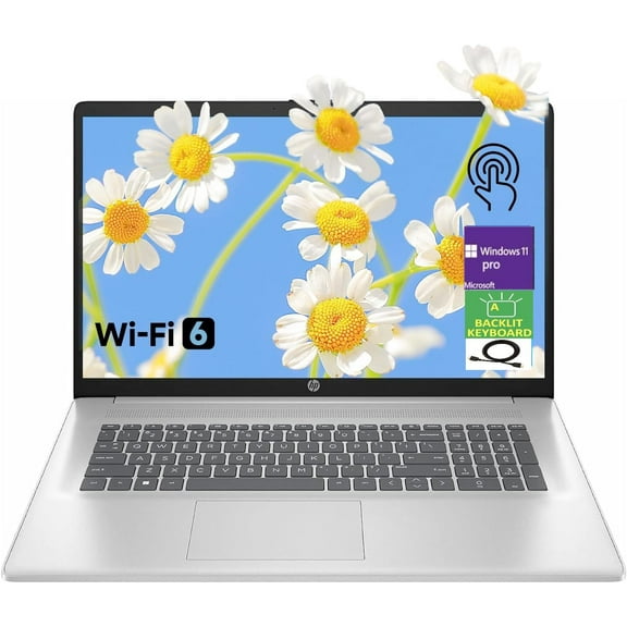 HP 17.3" HD  Touchscreen BrightView Display, Intel Core 7 150U 10-Core Processor, 16GB RAM 512GB PCIe SSD, Backlit Keyboard, Wi-Fi 6, Bluetooth 5.3, Windows 11 Pro, Natural Silver