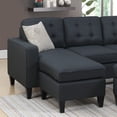 thumbnail image 5 of Poundex Fabric Compact Sectional Sofa Set with Cocktail Ottoman in Black, 5 of 6