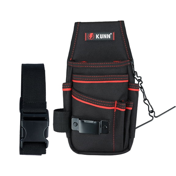 Electrician Tool Pouch with Belt Clip - 7-Pocket Lightweight Small Tool Belt Pouches for Carpenters, Technicians, HVAC - Heavy Duty Multi-Pocket Organizer for Construction, Maintenance, DIY Tools