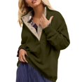 thumbnail image 3 of Breezora Women Oversized Casual Pullover Sweatshirt Long Sleeve Button Neck Top Comfortable Loose Fit Fashion Streetwear for Daily Comfort L Size Blackish Green, 3 of 5