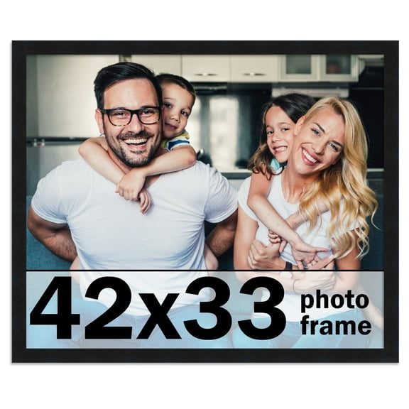 42x33 Frame Black Solid Wood Picture Frame | 0.75 Inch Moulding Width | Includes UV Acrylic
