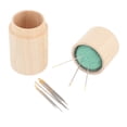 thumbnail image 1 of Circular Wooden Sewing Needle Holder Pincushion Box Capacity Multifunction Pin Cushion with Embroidery, 1 of 8