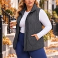 thumbnail image 4 of Cmfcve Womens Plus Size Quilted Vest Stand Collar Sleeveless Puffer Jacket Full Zip Fall Winter Casual Layering Outerwear, 4 of 7