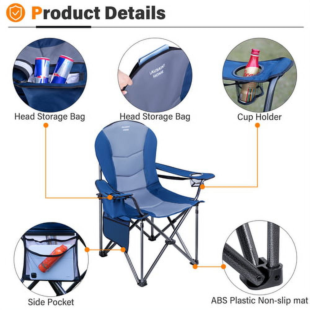 Folding Camping Chair, Outdoor Lawn Chair with Carrying Bag and