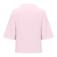 thumbnail image 4 of AherBiu 3/4 Length Sleeve Womens Tops V Neck Basic Summer Casual Loose T Shirts Solid Color Blouse, 4 of 5