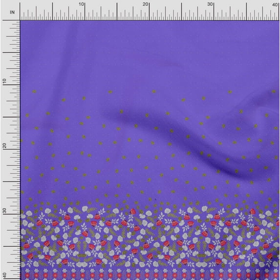 Soimoi Velvet Fabric Dot,Leaves & Floral Panel Print Fabric by Yard 58 Inch Wide