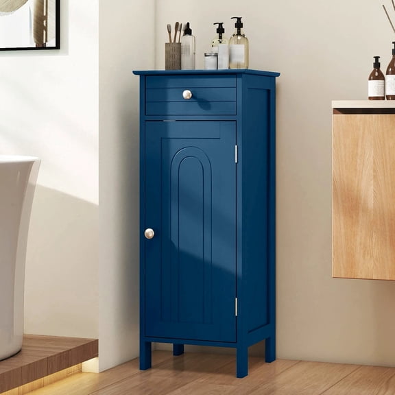 Harmijoy Bathroom Floor Cabinet Storage Organizer Free-Standing w/ Drawer Grey