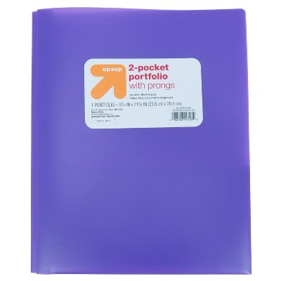 2 Pocket Plastic Folder with Prongs -  Purple - Set of 6