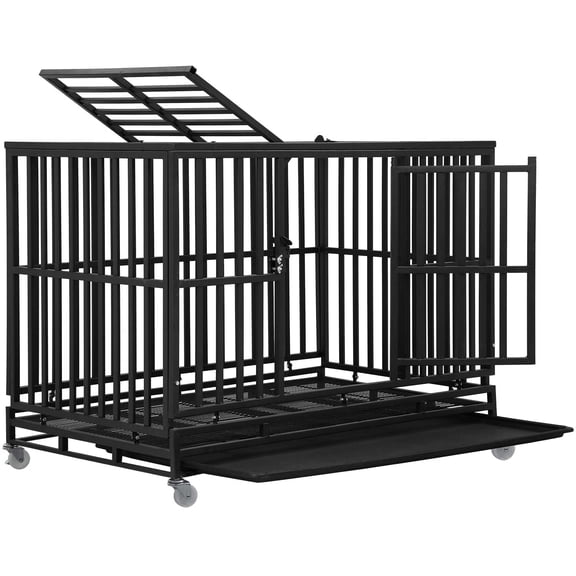 Bestpet Crate Cage Kennel for Large and Medium Dogs, Heavy Duty, 48 Inches
