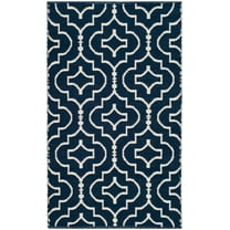 SAFAVIEH Montauk Raeyln Geometric Cotton Area Rug, Navy/Ivory, 2'6" x 4'