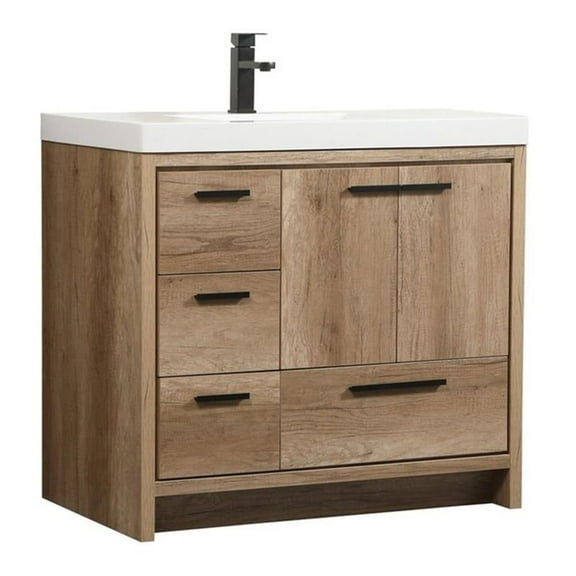 36 inch single bathroom vanity in natural oak