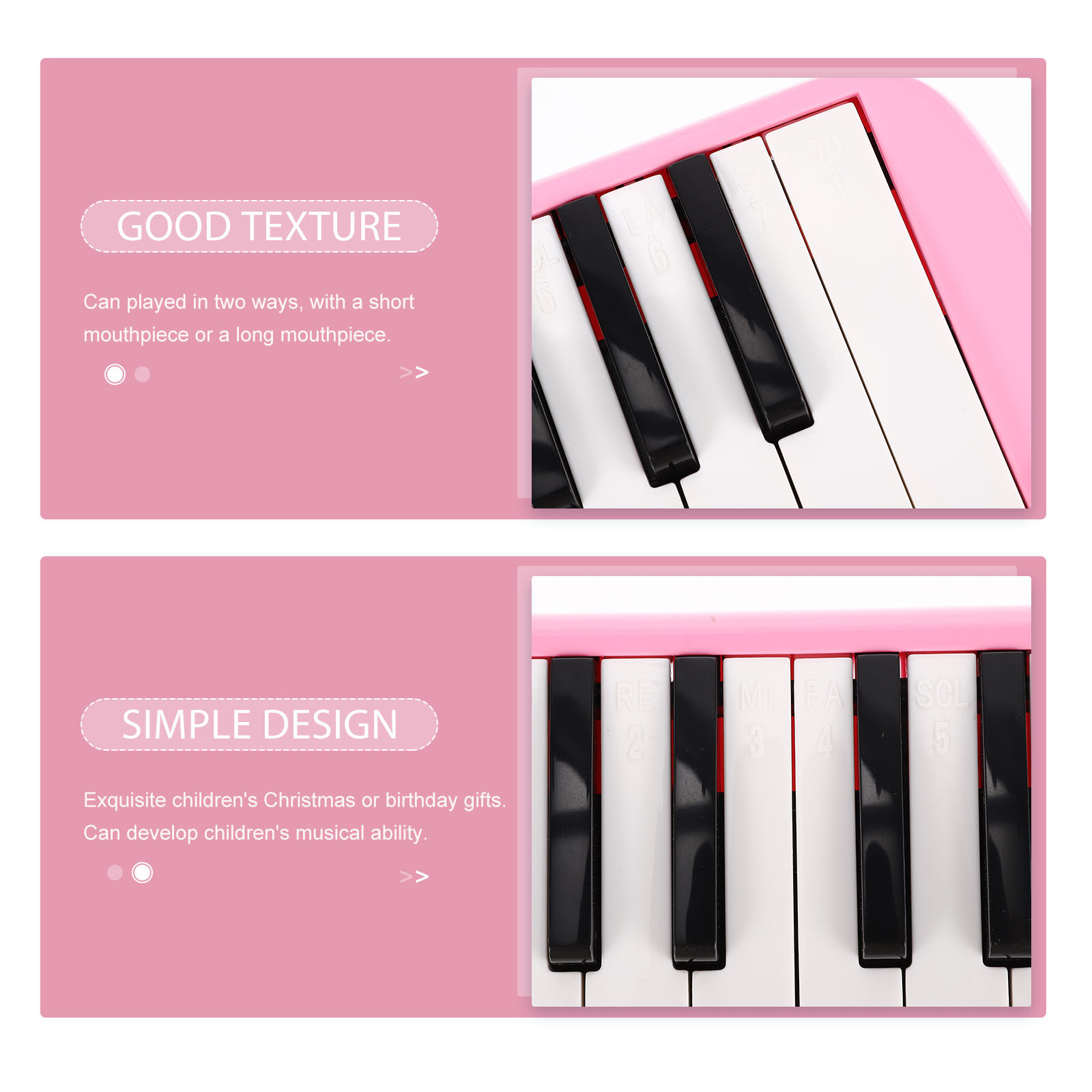 UPKOCH Children Melodica Instruments Music Education 32 Keys Melodica in Pink 1Set