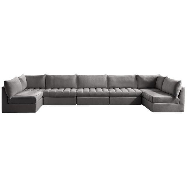 Meridian Furniture Jacob Grey Velvet Modular Sectional