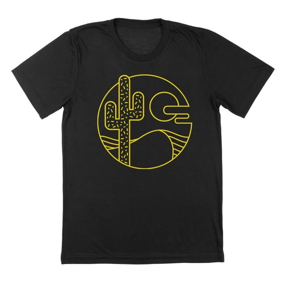 Desert Flatline Humor Graphic Black Mens T-Shirt