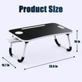 thumbnail image 2 of Foldable laptop desk, portable laptop table, bed table tray, laptop stand with cup holder and tablet slot and lifting handle for writing, painting and eating, 2 of 6