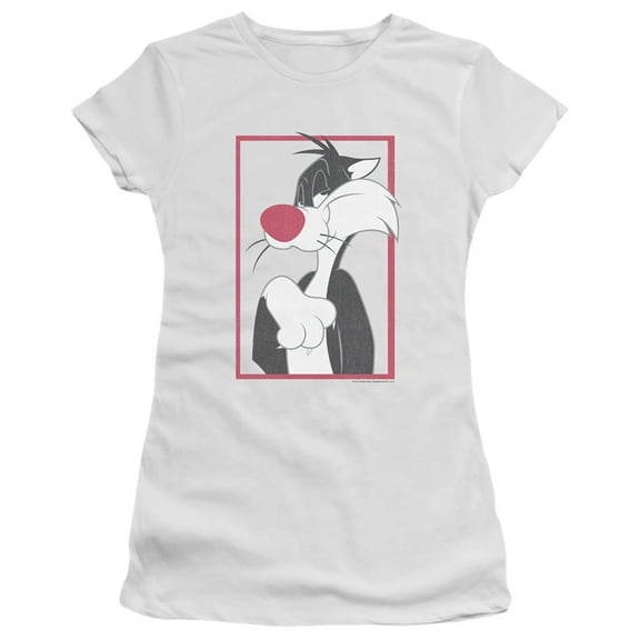 Looney Tunes Sylvester S/S Junior Women's T-Shirt Sheer White