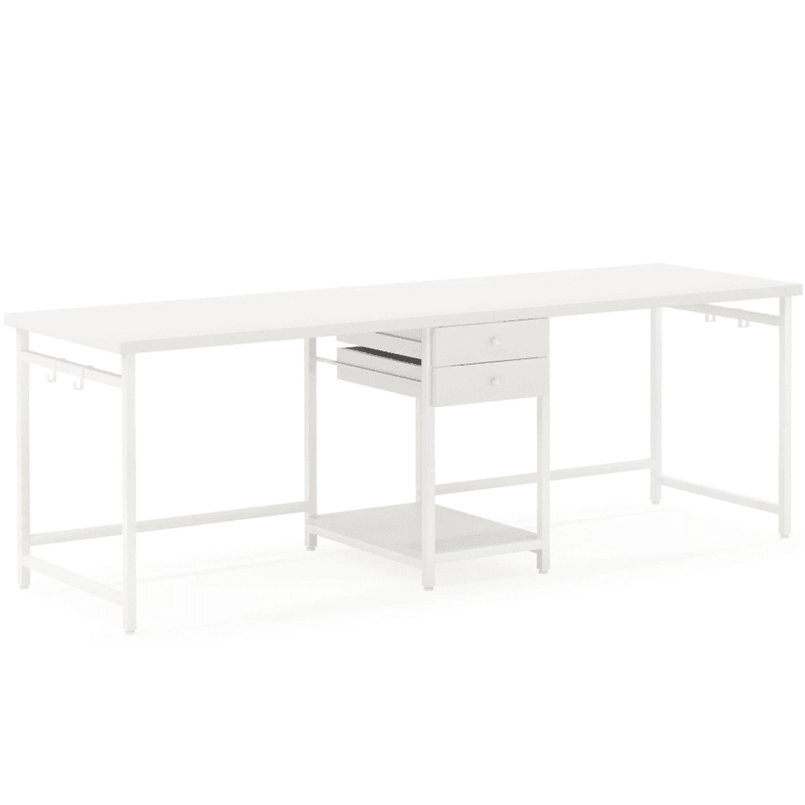 Demi Bonn 78"dustrial Two Computer Desk with Drawers, Modern Double Study Writing Gaming Table for Home Office, White