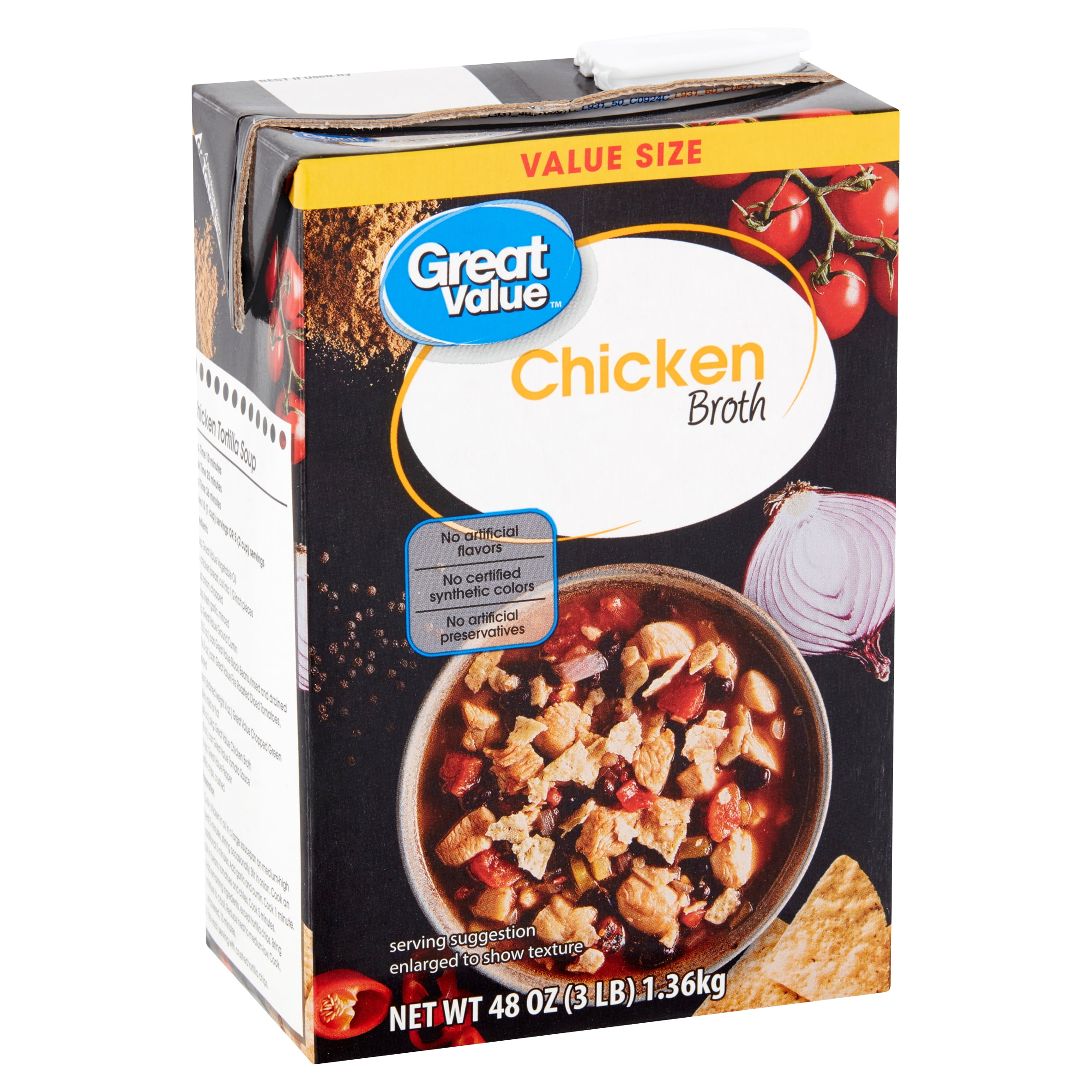 Great Value Chicken Broth Value Size, 48 oz