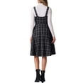 thumbnail image 3 of INSPIRE CHIC Tweed Dress for Women's Sleeveless Square Neck Plaid A-Line Pinafore Overall Dresses S Black, 3 of 6
