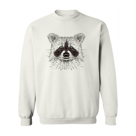 Raccoon Face Pencil Drawing Sweatshirt Women -Image by Shutterstock, Female Small