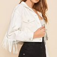 thumbnail image 5 of SDNall Denim Jacket for Women Fashion Casual Fringe Jacket Short Long-Sleeve Slim-Fit Jacket Blouse Coat (White, Sizes XS-L), 5 of 9