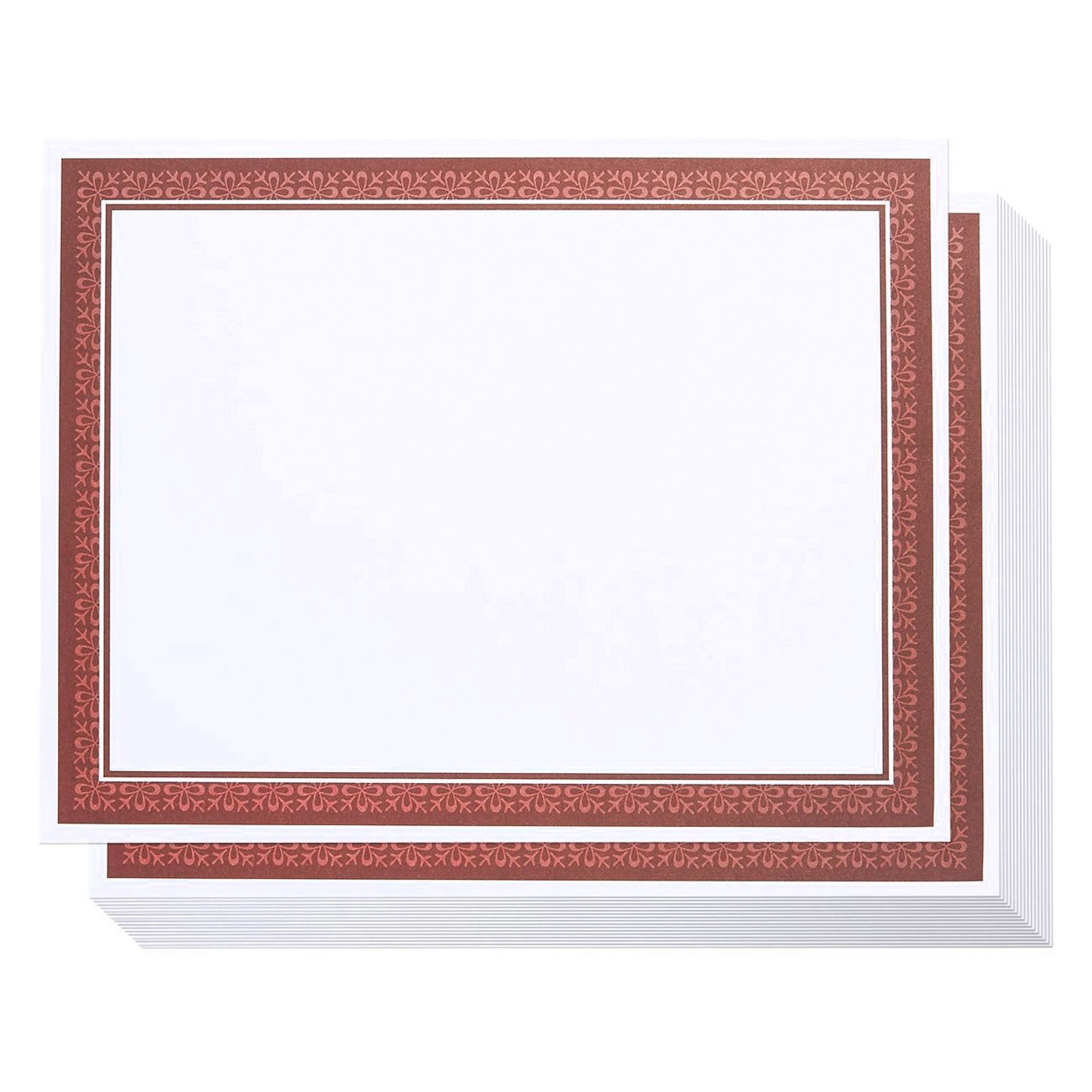 50 Sheet Award Certificate Papers Letter Sized For Diploma Red Floral