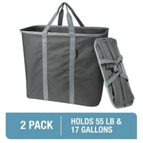 CleverMade Collapsible Fabric Laundry Hamper with Carry Handles, Charcoal/Grey, 2 pack