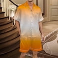 thumbnail image 4 of Men's Gradient Printed Silk Satin Short Sleeve Button Up Pajama Loungewear Set for Comfortable Sleep, 4 of 4