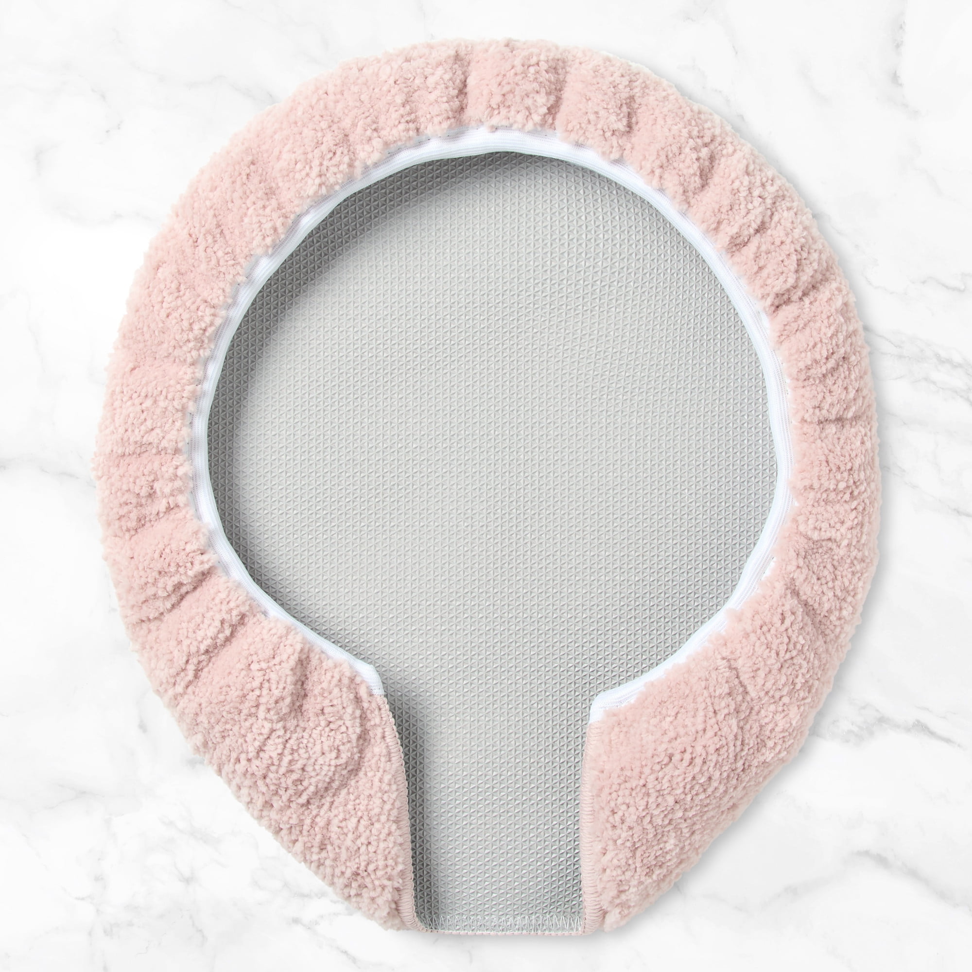 TOWN & COUNTRY EVERYDAY Ultra Plush Solid Tufted Toilet Lid Cover, Soft and Absorbent, Non-Slip Cover, Machine Washable, Blush, 18"x19"