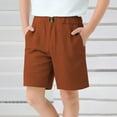 thumbnail image 2 of ZACPNCV Boys School Uniform Shorts Stretch Pull On Chino Shorts Youth Cropped Shorts with Pockets Brown 7-8 Years, 2 of 7