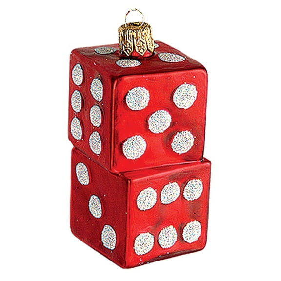 Casino Dice Polish Blown Glass Christmas Ornament  Las Vegas Tree Decoration