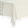 thumbnail image 4 of Unique Bargains Rustic Tablecloth Cotton Linen Waterproof Table Cover with Tassels, Diamond Dark Blue 55"x55", 4 of 5