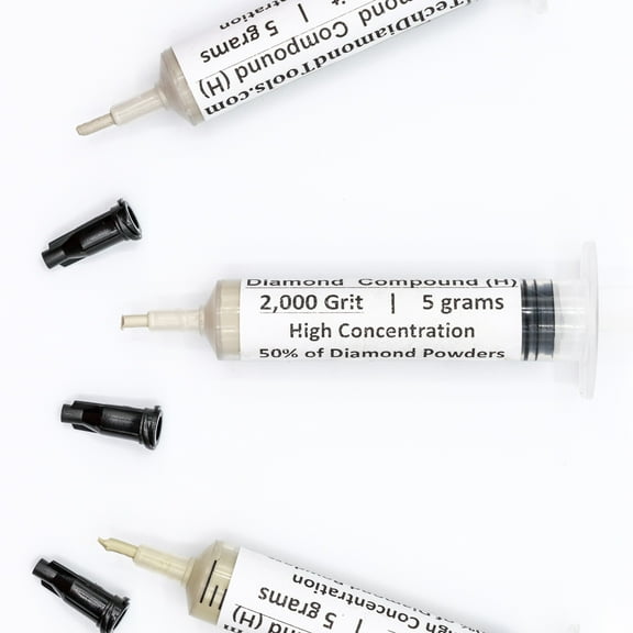 TechDiamondTools Diamond Lapping Paste Set of 3 Syringes X 5 Grams (H), Polish Lapping Compound, Sizes 1200 2000 4000 Grit, Mesh - With High(50%) Concentration of Diamond Powders