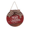 thumbnail image 1 of Letrero navideño de madera para puerta, letrero colgante redondo de Navidad con lazo, letra colgante decorativa para interiores, copo de nieve, 1 of 14