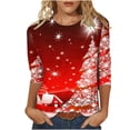 thumbnail image 2 of Pntutb - Camiseta holgada con estampado de moda para mujer, blusa de manga 3/4 de longitud media, cuello redondo, tops casuales Pntutb Pntutb-5982, 2 of 4