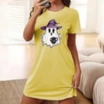 thumbnail image 2 of Tnhcen Family-Friendly Halloween Sleepwear Plus Size Funny Cartoon Print Short Dress Round Neck Short Sleeve Stretchy Polyester Spandex S-2XL for All Ages, 2 of 5