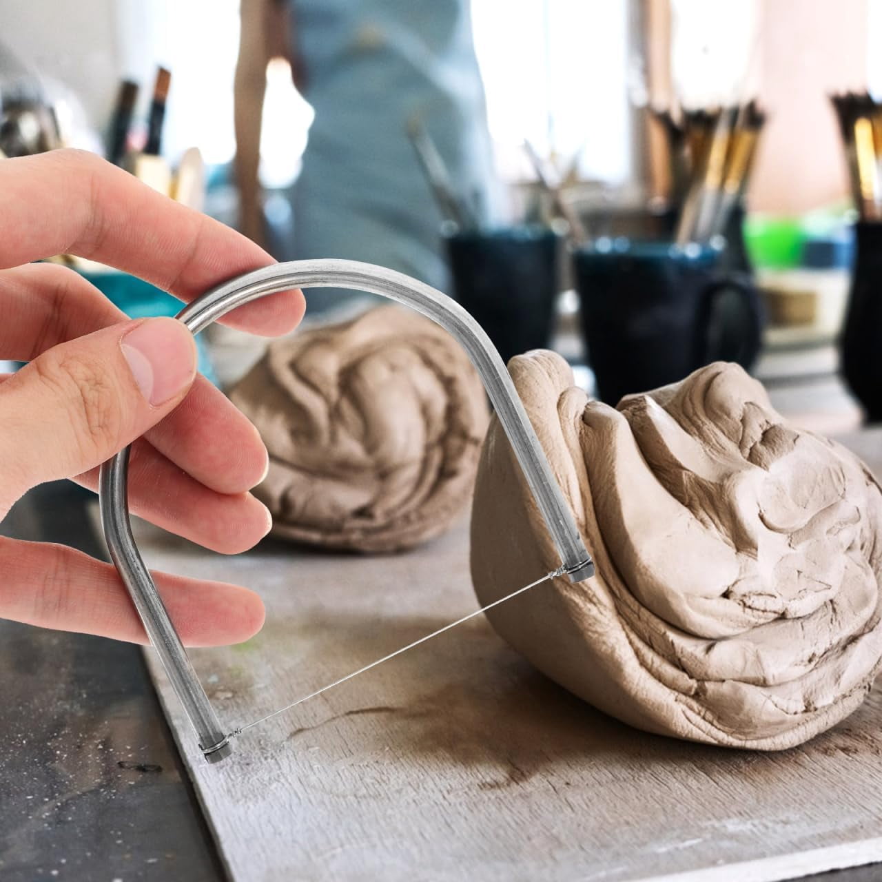 Angle Cutting Clay Tool Stainless Steel Wire Bevel Cutter Trimming Pottery Clay Sculpting Tool DIY for Pottery Ceramics and Sculpting