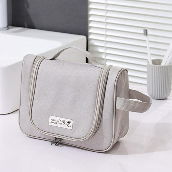 YIMWNYI Portable Hanging Toiletry Bag, Large Capacity Travel Cosmetic Storage Organizer, Waterproof Multi-Compartment Makeup Bag for Vacation, Luggage, and Office, Compact & Stylish