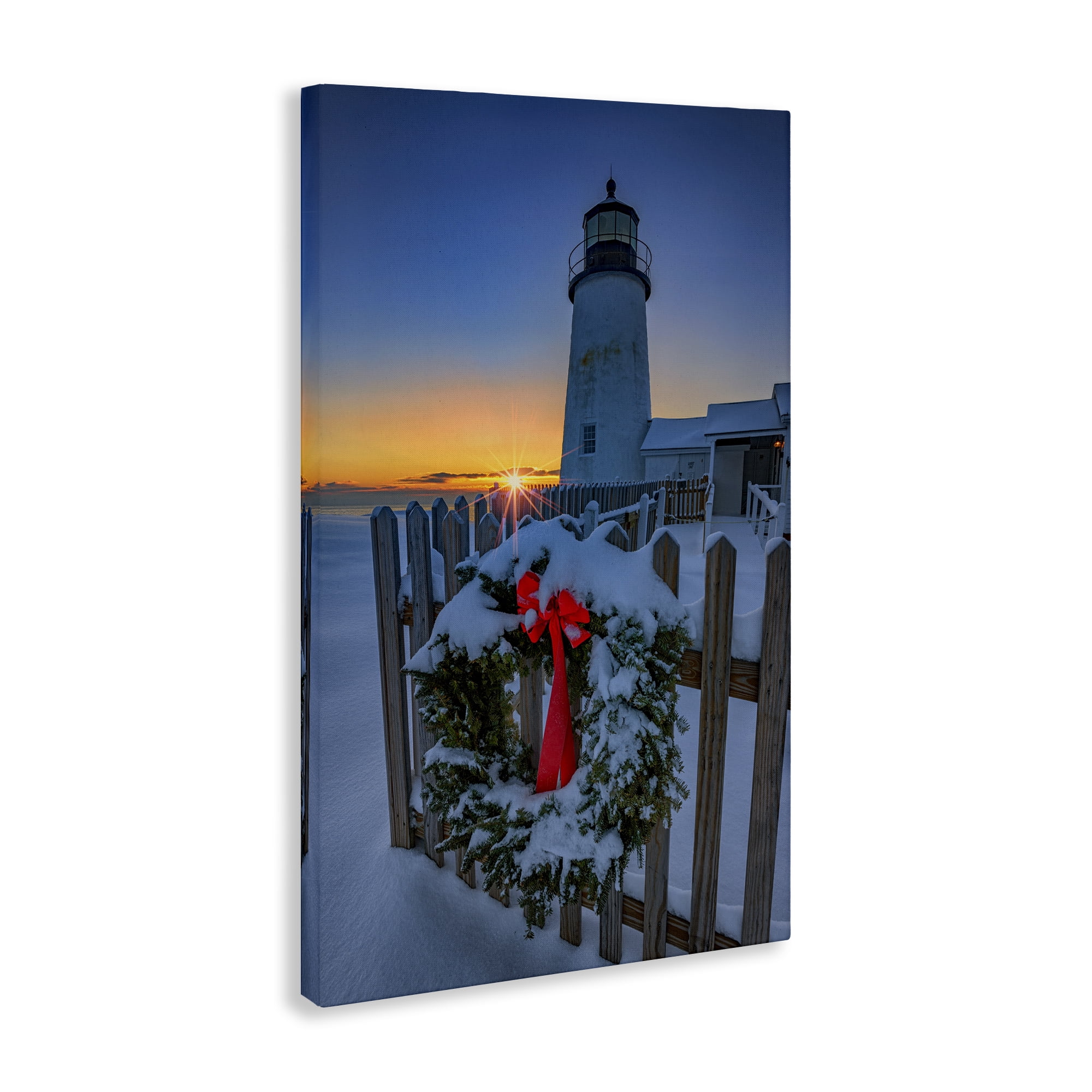 Stupell Industries Christmas Beach Lifehouse Holiday Painting Gallery Wrapped Canvas Art Prints Wall Art, 24 x 36